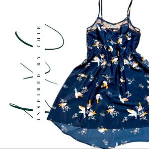 Xhilaration Little Birds Navy Blue Sundress
